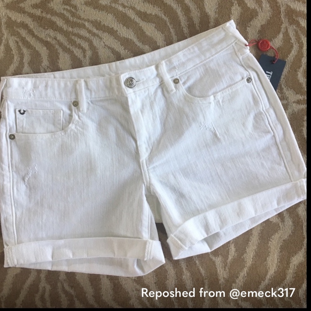True Religion Classic White Jean Shorts